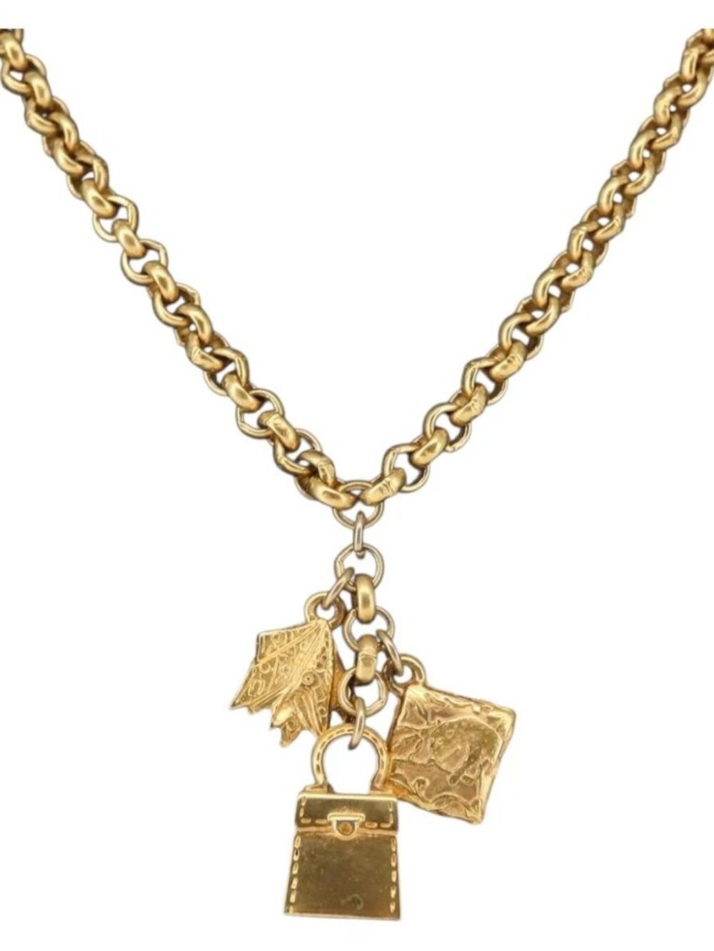 Salvatore Ferragamo Necklace Metal Gold Auth BA5679